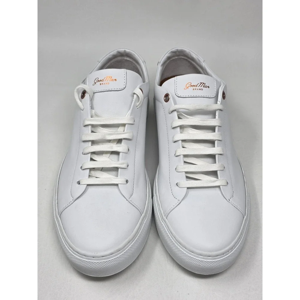Good Man Brand Mens Size 8 Edge Low Top White Leather Sneakers Made in Italy New